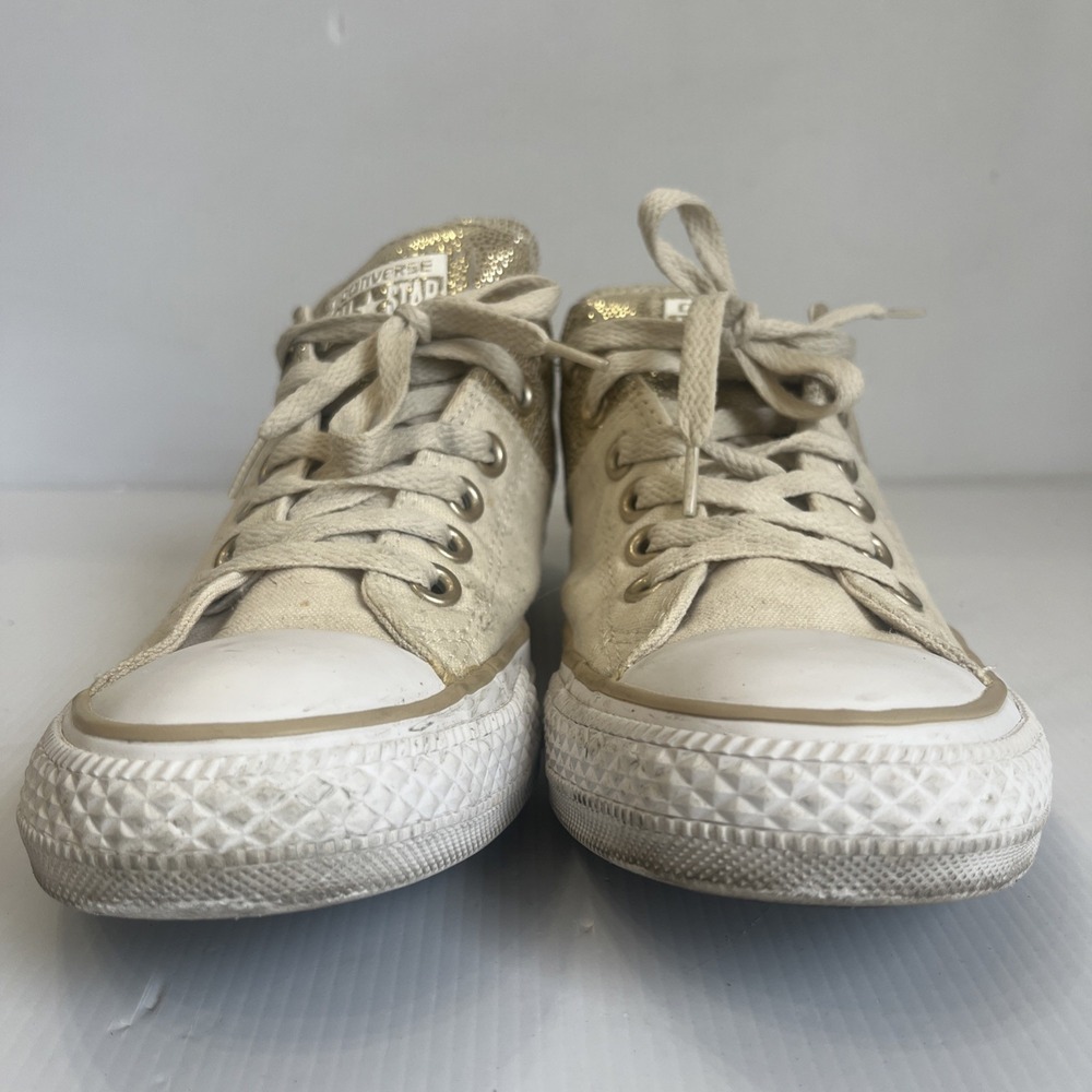 Converse Chuck Taylor All Star Madison Metallic Gold Off White Canvas Shoes Sz 8 - Picture 6 of 14